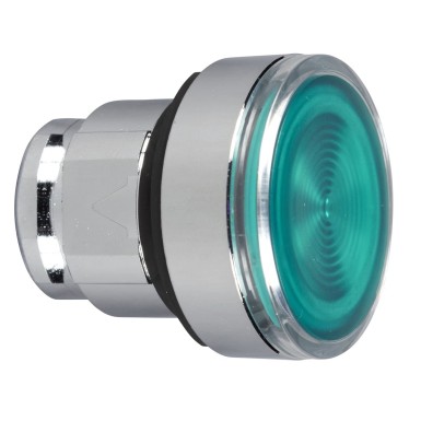 ZB4BW333S - Head for illuminated push button, Harmony XB4, metal, green flush, 22mm, universal LED, spring return, grooved lens - Schneider Electric - Head for illuminated push button, Harmony XB4, metal, green flush, 22mm, universal LED, spring return, grooved lens - Schneider Electric - 0