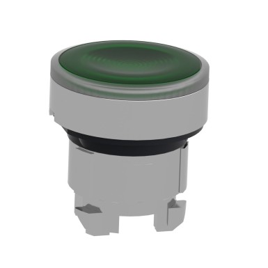 ZB4BW333S - Head for illuminated push button, Harmony XB4, metal, green flush, 22mm, universal LED, spring return, grooved lens - Schneider Electric - Head for illuminated push button, Harmony XB4, metal, green flush, 22mm, universal LED, spring return, grooved lens - Schneider Electric - 3