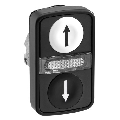 ZB4BW7A17247 - Head for illuminated double headed push button, Harmony XB4, white flush/black flush pushbutton Ш22 mm with marking - Schneider Electric - Head for illuminated double headed push button, Harmony XB4, white flush/black flush pushbutton Ш22 mm with marking - Schneider Electric - 0