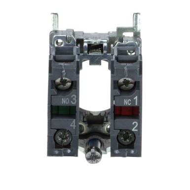 ZB4BZ105 - Single contact block with body fixing collar, Harmony XB4, metal, screw clamp terminal, 1NO+1NC - Schneider Electric - Single contact block with body fixing collar, Harmony XB4, metal, screw clamp terminal, 1NO+1NC - Schneider Electric - 4