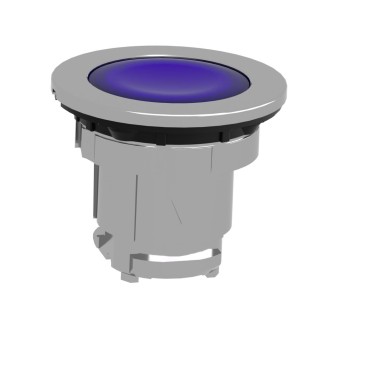 ZB4FA68 - Head for illuminated push button, Harmony XB4, metal, blue flush mounted, 30mm, universal LED, for legend of insertion - Schneider Electric - Head for illuminated push button, Harmony XB4, metal, blue flush mounted, 30mm, universal LED, for legend of insertion - Schneider Electric - 1