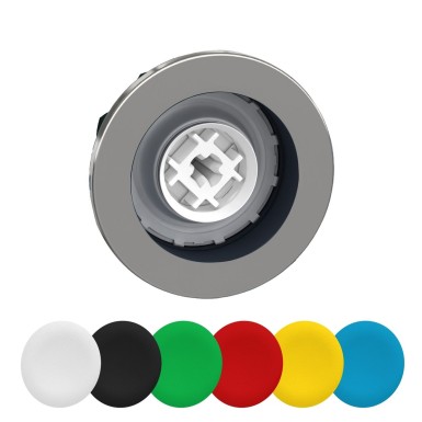 ZB4FA9 - Head for illuminated push button, Harmony XB4, metal, set of 6 colours, flush caps, 30mm, spring return, unmarked - Schneider Electric - Head for illuminated push button, Harmony XB4, metal, set of 6 colours, flush caps, 30mm, spring return, unmarked - Schneider Electric - 0