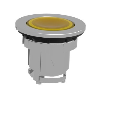 ZB4FW383 - Head for illuminated push button, Harmony XB4, metal, yellow flush, 30mm, universal LED, stay put, plain lens, unmarked - Schneider Electric - Head for illuminated push button, Harmony XB4, metal, yellow flush, 30mm, universal LED, stay put, plain lens, unmarked - Schneider Electric - 1