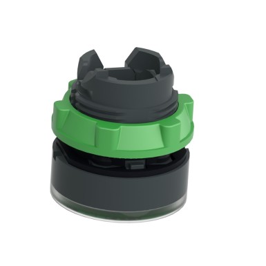 ZB5AA38 - Head for illuminated push button, Harmony XB5, plastic, green flush, 22mm, universal LED, for insetion of legend - Schneider Electric - Head for illuminated push button, Harmony XB5, plastic, green flush, 22mm, universal LED, for insetion of legend - Schneider Electric - 1