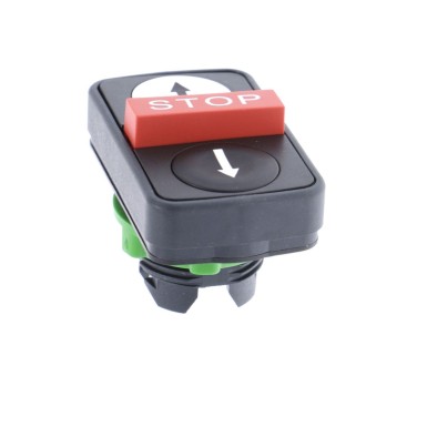 ZB5AA71124 - Harmony XB5, Triple-headed push button head, plastic, Ш22, 1 white flush UP ARROW + 1 red projecting STOP + 1 black flush DOWN ARROW - Schneider Electric - Harmony XB5, Triple-headed push button head, plastic, Ш22, 1 white flush UP ARROW + 1 red projecting STOP + 1 black flush DOWN ARROW - Schneider Electric - 2