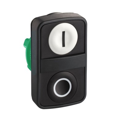 ZB5AA7121 - Double-headed push button head, Harmony XB5, plastic, 22mm, 1 white flush marked I + 1 black flush marked O - Schneider Electric - Double-headed push button head, Harmony XB5, plastic, 22mm, 1 white flush marked I + 1 black flush marked O - Schneider Electric - 0