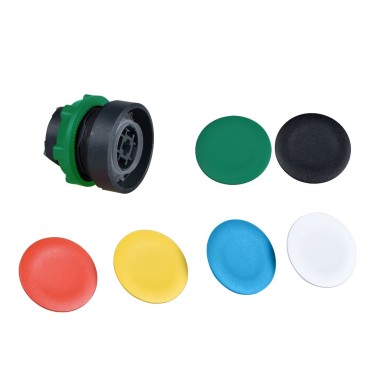 ZB5AA9 - Push button head, Harmony XB5, plastic, flush, 22mm, spring return, with 6 coloured caps unmarked - Schneider Electric - Push button head, Harmony XB5, plastic, flush, 22mm, spring return, with 6 coloured caps unmarked - Schneider Electric - 0