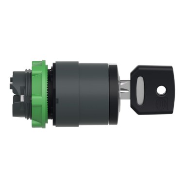 ZB5AG1 - Key switch selector head, Harmony XB5, plastic, black, 22mm, key 455, 3 positions, spring return from left to center - Schneider Electric - Key switch selector head, Harmony XB5, plastic, black, 22mm, key 455, 3 positions, spring return from left to center - Schneider Electric - 1