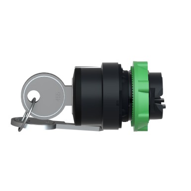 ZB5AG1 - Key switch selector head, Harmony XB5, plastic, black, 22mm, key 455, 3 positions, spring return from left to center - Schneider Electric - Key switch selector head, Harmony XB5, plastic, black, 22mm, key 455, 3 positions, spring return from left to center - Schneider Electric - 8