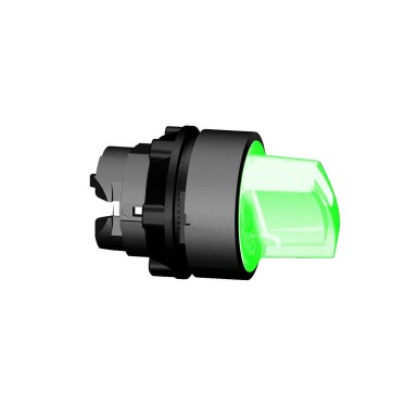 ZB5AK1433 - Head for illuminated selector switch, Harmony XB5, universal LED, green handle, 22mm, 2 positions, spring return - Schneider Electric - Head for illuminated selector switch, Harmony XB5, universal LED, green handle, 22mm, 2 positions, spring return - Schneider Electric - 0