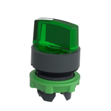 ZB5AK1433 - Head for illuminated selector switch, Harmony XB5, universal LED, green handle, 22mm, 2 positions, spring return - Schneider Electric - Head for illuminated selector switch, Harmony XB5, universal LED, green handle, 22mm, 2 positions, spring return - Schneider Electric - 1