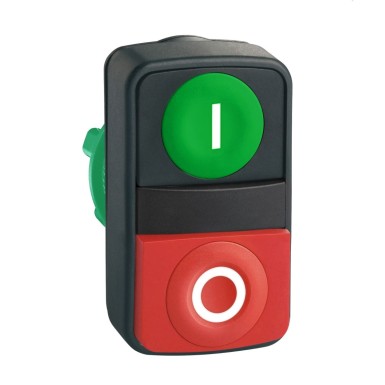 ZB5AL7341 - Double-headed push button head, Harmony XB5, plastic, 22mm, 1 green flush marked I + 1 red projecting marked O - Schneider Electric - Double-headed push button head, Harmony XB5, plastic, 22mm, 1 green flush marked I + 1 red projecting marked O - Schneider Electric - 0