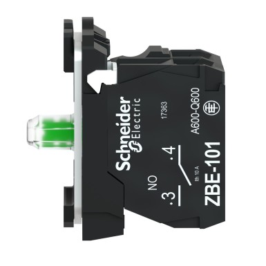 ZB5AW0M31 - Harmony XB5, Light block with body/fixing collar, plastic, green, integral LED, 230?¦240 V AC, 1 NO - Schneider Electric - Harmony XB5, Light block with body/fixing collar, plastic, green, integral LED, 230?¦240 V AC, 1 NO - Schneider Electric - 1