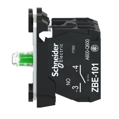 ZB5AW0M33 - Harmony XB5, Light block with body/fixing collar, plastic, green, integral LED, 230?¦240 V AC, 2 NO - Schneider Electric - Harmony XB5, Light block with body/fixing collar, plastic, green, integral LED, 230?¦240 V AC, 2 NO - Schneider Electric - 1