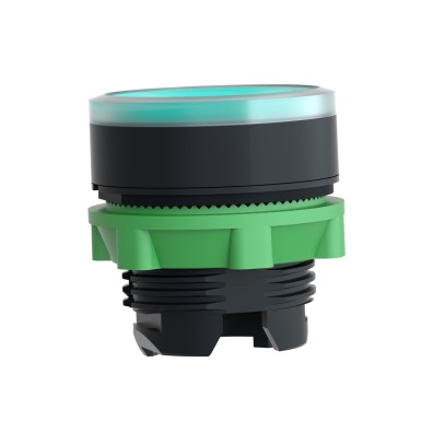 ZB5AW33 - Illuminated push button head, Harmony XB5, plastic, flush, green, 22mm, spring return, plain lens for BA9s bulb - Schneider Electric - Illuminated push button head, Harmony XB5, plastic, flush, green, 22mm, spring return, plain lens for BA9s bulb - Schneider Electric - 3