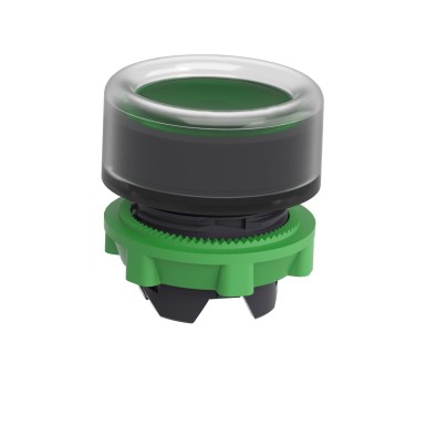 ZB5AW533 - Head for illuminated push button, Harmony XB5, plastic, green flush, 22mm, universal LED, plain lens, clear boot - Schneider Electric - Head for illuminated push button, Harmony XB5, plastic, green flush, 22mm, universal LED, plain lens, clear boot - Schneider Electric - 1