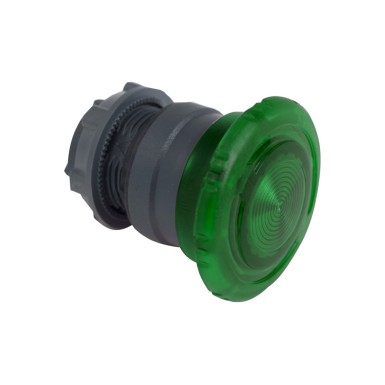 ZB5AW733 - Head for illuminated push button, Harmony XB5, plastic, green mushroom 40mm, 22mm, latching turn to release, clear boot - Schneider Electric - Head for illuminated push button, Harmony XB5, plastic, green mushroom 40mm, 22mm, latching turn to release, clear boot - Schneider Electric - 0