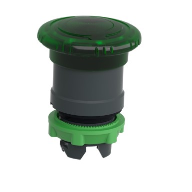 ZB5AW733 - Head for illuminated push button, Harmony XB5, plastic, green mushroom 40mm, 22mm, latching turn to release, clear boot - Schneider Electric - Head for illuminated push button, Harmony XB5, plastic, green mushroom 40mm, 22mm, latching turn to release, clear boot - Schneider Electric - 2