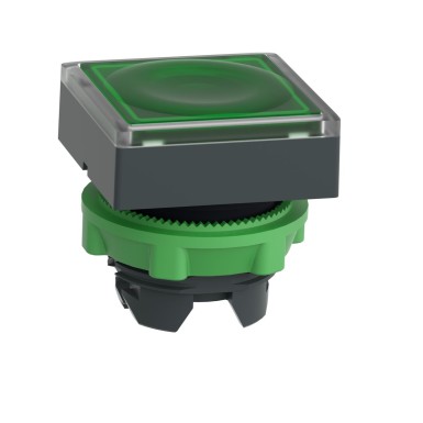 ZB5CW333 - Head for illuminated push button, Harmony XB5, green square square flush, 22mm, universal LED, for insertion of legend - Schneider Electric - Head for illuminated push button, Harmony XB5, green square square flush, 22mm, universal LED, for insertion of legend - Schneider Electric - 5