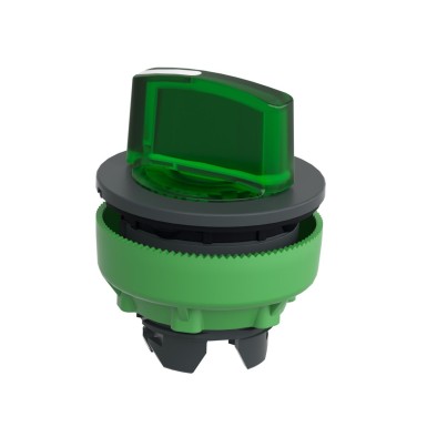 ZB5FK1233 - Head for illuminated selector switch, Harmony XB5, universal LED, green handle, flush, 22mm, 2 positions, stay put - Schneider Electric - Head for illuminated selector switch, Harmony XB5, universal LED, green handle, flush, 22mm, 2 positions, stay put - Schneider Electric - 1