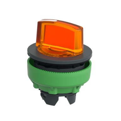 ZB5FK1253 - Head for illuminated selector switch, Harmony XB5, plastic, orange handle, universal LED, 2 positions, stay put - Schneider Electric - Head for illuminated selector switch, Harmony XB5, plastic, orange handle, universal LED, 2 positions, stay put - Schneider Electric - 1