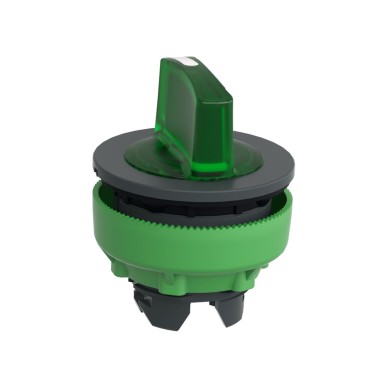 ZB5FK1333 - Head for illuminated selector switch, Harmony XB5, plastic, green handle, flush mounted, universal LED, 3 positions - Schneider Electric - Head for illuminated selector switch, Harmony XB5, plastic, green handle, flush mounted, universal LED, 3 positions - Schneider Electric - 1