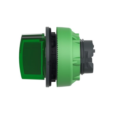 ZB5FK1333 - Head for illuminated selector switch, Harmony XB5, plastic, green handle, flush mounted, universal LED, 3 positions - Schneider Electric - Head for illuminated selector switch, Harmony XB5, plastic, green handle, flush mounted, universal LED, 3 positions - Schneider Electric - 3