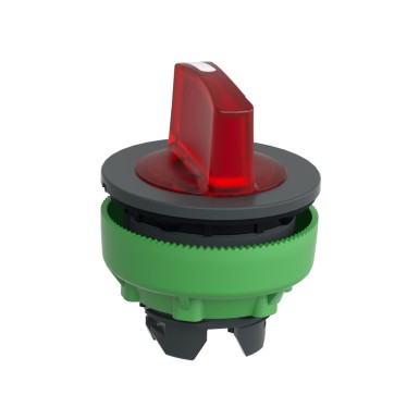 ZB5FK1343 - Head for illuminated selector switch, Harmony XB5, plastic, red handle, flush mounted, universal LED, 3 positions - Schneider Electric - Head for illuminated selector switch, Harmony XB5, plastic, red handle, flush mounted, universal LED, 3 positions - Schneider Electric - 2