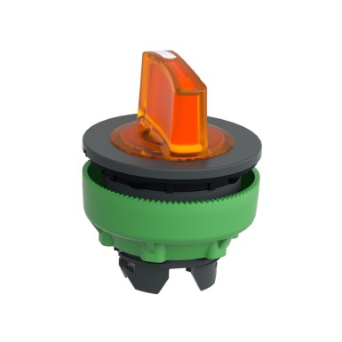 ZB5FK1353 - Head for illuminated selector switch, Harmony XB5, plastic, orange handle, flush mounted, universal LED, 3 positions - Schneider Electric - Head for illuminated selector switch, Harmony XB5, plastic, orange handle, flush mounted, universal LED, 3 positions - Schneider Electric - 3