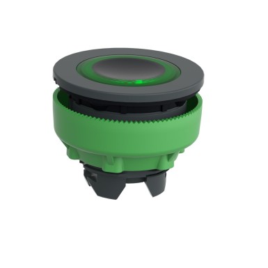 ZB5FW933 - Head for illuminated push button, Harmony XB5, plastic, green flush mounted, 30mm, universal LED, illuminated ring - Schneider Electric - Head for illuminated push button, Harmony XB5, plastic, green flush mounted, 30mm, universal LED, illuminated ring - Schneider Electric - 5