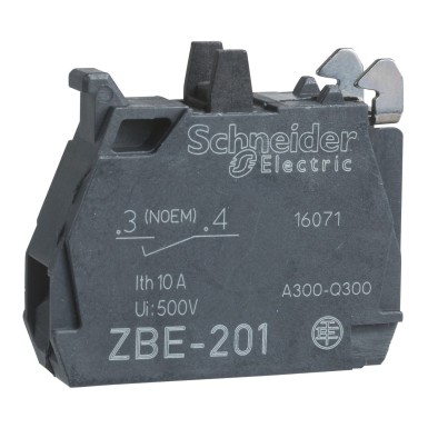 ZBE1016P - Single contact block, Harmony XB4, silver alloy, gold flashed, screw clamp terminal, dusty environment, 1NO - Schneider Electric - Single contact block, Harmony XB4, silver alloy, gold flashed, screw clamp terminal, dusty environment, 1NO - Schneider Electric - 0