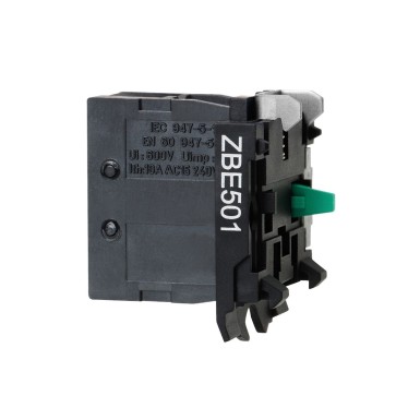 ZBE501 - Harmony XB4, High power switching contacts block, silver alloy, screw clamp terminal, 1 NO - Schneider Electric - Harmony XB4, High power switching contacts block, silver alloy, screw clamp terminal, 1 NO - Schneider Electric - 0