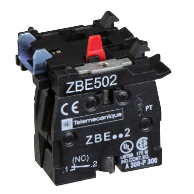 ZBE502 - Harmony XB4, High power switching contacts block, silver alloy, screw clamp terminal, 1 NC - Schneider Electric - Harmony XB4, High power switching contacts block, silver alloy, screw clamp terminal, 1 NC - Schneider Electric - 0