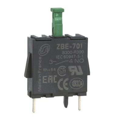 ZBE701 - Harmony XB4, Single contact block, silver alloy, pins for printed circuit board, 1 NO - Schneider Electric - Harmony XB4, Single contact block, silver alloy, pins for printed circuit board, 1 NO - Schneider Electric - 0