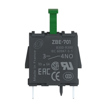 ZBE701 - Harmony XB4, Single contact block, silver alloy, pins for printed circuit board, 1 NO - Schneider Electric - Harmony XB4, Single contact block, silver alloy, pins for printed circuit board, 1 NO - Schneider Electric - 4