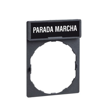 ZBY2466 - Legend holder, Harmony XB4, 30 x 40mm, plastic, 8 x 27mm legend, white marked PARADA MARCHA - Schneider Electric - Legend holder, Harmony XB4, 30 x 40mm, plastic, 8 x 27mm legend, white marked PARADA MARCHA - Schneider Electric - 0