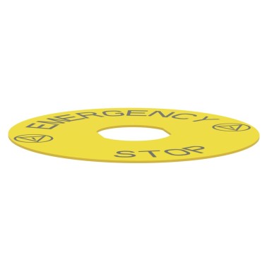 ZBY8330 - Legend, Harmony XB4, plastic, yellow, 90mm, for emergency stop, marked EMERGENCY STOP with logo ISO13851 - Schneider Electric - Legend, Harmony XB4, plastic, yellow, 90mm, for emergency stop, marked EMERGENCY STOP with logo ISO13851 - Schneider Electric - 6