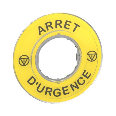 ZBY9120 - Legend holder 60mm for emergency stop, Harmony XB4, plastic, yellow, marked ARRET D'URGENCE - Schneider Electric - Legend holder 60mm for emergency stop, Harmony XB4, plastic, yellow, marked ARRET D'URGENCE - Schneider Electric - 0