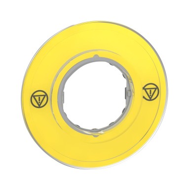 ZBY9121 - Legend holder 60mm for emergency stop switching off push button, Harmony XB4, plastic, yellow, unmarked - Schneider Electric - Legend holder 60mm for emergency stop switching off push button, Harmony XB4, plastic, yellow, unmarked - Schneider Electric - 0