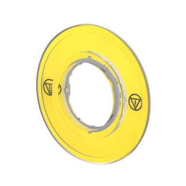 ZBY9121 - Legend holder 60mm for emergency stop switching off push button, Harmony XB4, plastic, yellow, unmarked - Schneider Electric - Legend holder 60mm for emergency stop switching off push button, Harmony XB4, plastic, yellow, unmarked - Schneider Electric - 2