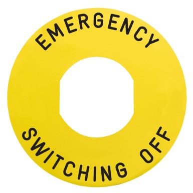 ZBY9360 - Marked legend, Harmony XB5, Harmony XB4, Ш 60 for emerg. switch. off, EMERGENCY SWITCHING OFF/logo ISO13850 - Schneider Electric - Marked legend, Harmony XB5, Harmony XB4, Ш 60 for emerg. switch. off, EMERGENCY SWITCHING OFF/logo ISO13850 - Schneider Electric - 0