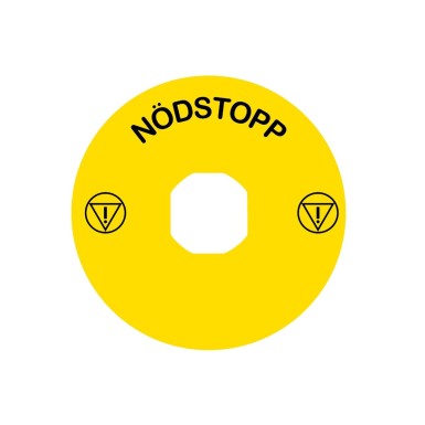 ZBY9760 - Marked legend, Harmony XB5, Harmony XB4, yellow circular n?¶dstopp ? 60 mm with 2 iso13850 logo - Schneider Electric - Marked legend, Harmony XB5, Harmony XB4, yellow circular n?¶dstopp ? 60 mm with 2 iso13850 logo - Schneider Electric - 0