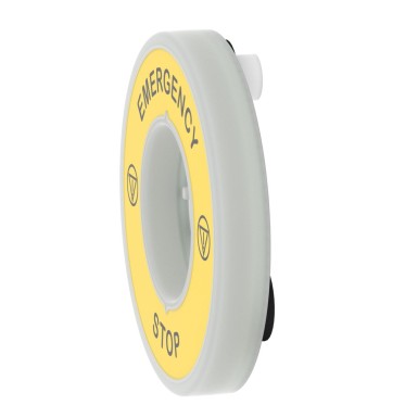 ZBY9W2B330 - Harmony, Illuminated ring ?60, plastic, yellow, red fixed integral LED, marked EMERGENCY STOP, 24 V - Schneider Electric - Harmony, Illuminated ring ?60, plastic, yellow, red fixed integral LED, marked EMERGENCY STOP, 24 V - Schneider Electric - 3