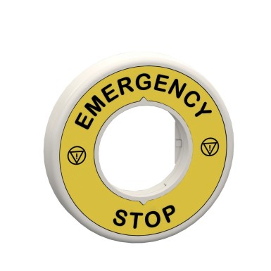 ZBY9W2G330 - Harmony, Illuminated ring ?60, plastic, yellow, red fixed integral LED, marked EMERGENCY STOP, 110.. - Schneider Electric - Harmony, Illuminated ring ?60, plastic, yellow, red fixed integral LED, marked EMERGENCY STOP, 110.. - Schneider Electric - 0