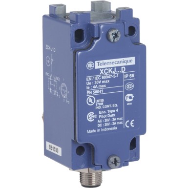 ZCKJ1D - Limit switch body, Limit switches XC Standard, ZCKJ, fixed, w/o display, 1NC+1 NO, snap action, M12 - Schneider Electric - Limit switch body, Limit switches XC Standard, ZCKJ, fixed, w/o display, 1NC+1 NO, snap action, M12 - Schneider Electric - 0