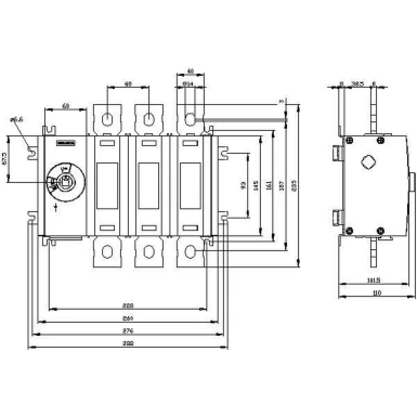 3KD4430-0QE10-0 - Switch-disconnector 500 A, Size 4, 3-pole Front operating mechanism left Basic unit without handle flat terminal - Siemens - Switch-disconnector 500 A, Size 4, 3-pole Front operating mechanism left Basic unit without handle flat terminal - Siemens - 1