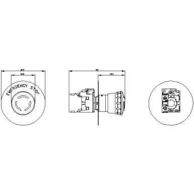 3SU1100-1HB20-1CG0 - EMERGENCY STOP mushroom pushbutton, 22 mm, round, plastic, red, 40 mm, positive latching, acc. to EN - Siemens - EMERGENCY STOP mushroom pushbutton, 22 mm, round, plastic, red, 40 mm, positive latching, acc. to EN - Siemens - 1