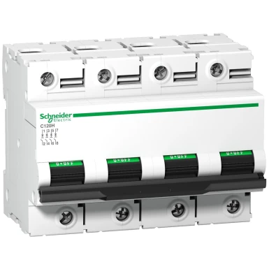 A9N18434 - Miniature circuit breaker (MCB), Acti9 C120H, 4P, 63A, B curve, 15000A (IEC/EN 60898-1), 15kA (IEC/EN 60947-2) - Schneider Electric - Miniature circuit breaker (MCB), Acti9 C120H, 4P, 63A, B curve, 15000A (IEC/EN 60898-1), 15kA (IEC/EN 60947-2) - Schneider Electric - 0
