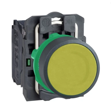 XB5AA51 - Push button, Harmony XB5, plastic, flush, yellow, 22mm, spring return, unmarked, 1NO - Schneider Electric - Push button, Harmony XB5, plastic, flush, yellow, 22mm, spring return, unmarked, 1NO - Schneider Electric - 0