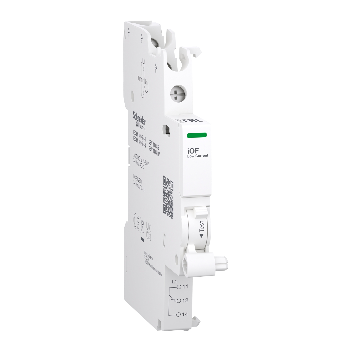 A9A26915 - Auxiliary contact, Acti9 A9A, iOF, 1 C/O, 2mA to 100mA, 24VAC to 250VAC, 24VDC to 220VDC, top connec - Schneider Electric - Auxiliary contact, Acti9 A9A, iOF, 1 C/O, 2mA to 100mA, 24VAC to 250VAC, 24VDC to 220VDC, top connec - Schneider Electric - 0